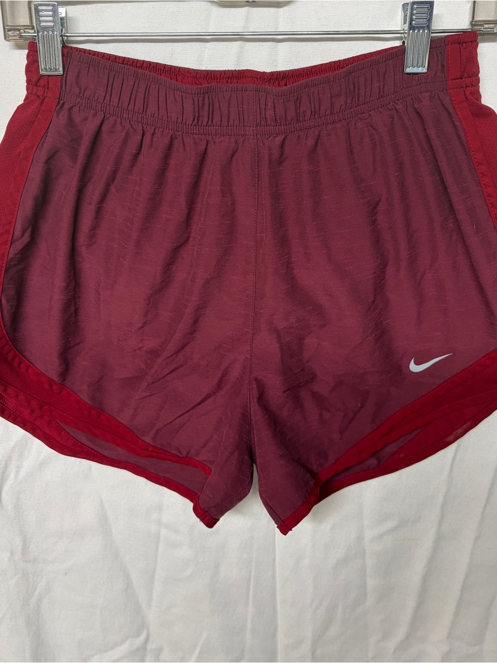 Nike Women's Burgundy and Red Athletic Shorts